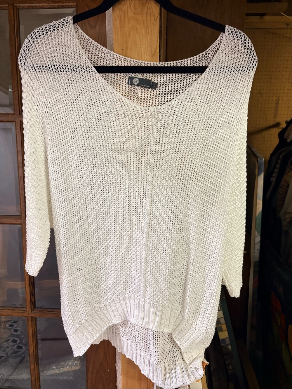 Lightweight Cream Knit Women's Sweater - Casual V-Neck